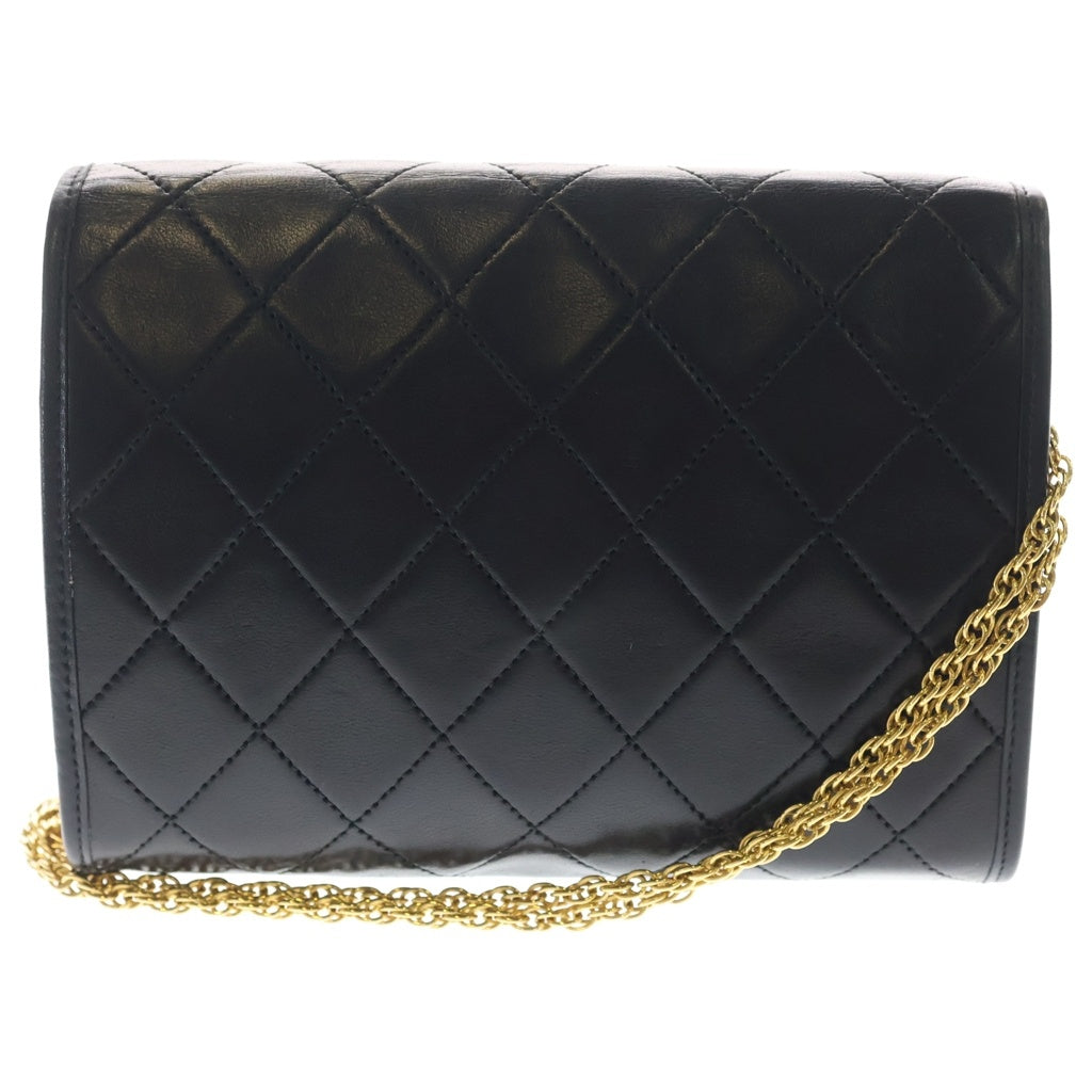 CHANEL(シャネル) マトラッセ チェーンショルダーポーチ ミニバッグ ブラック ラムスキン ゴールド金具 レディース