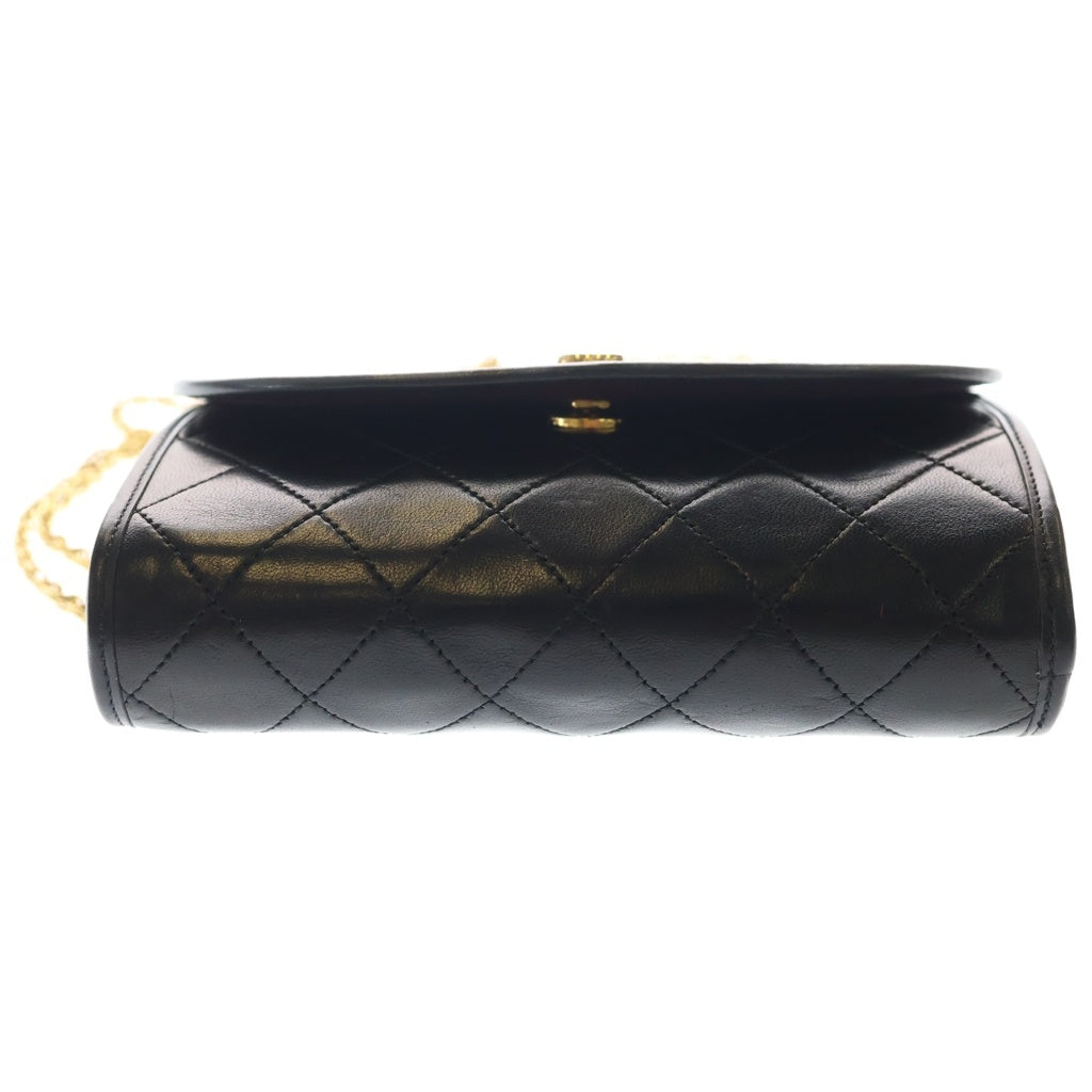 CHANEL(シャネル) マトラッセ チェーンショルダーポーチ ミニバッグ ブラック ラムスキン ゴールド金具 レディース
