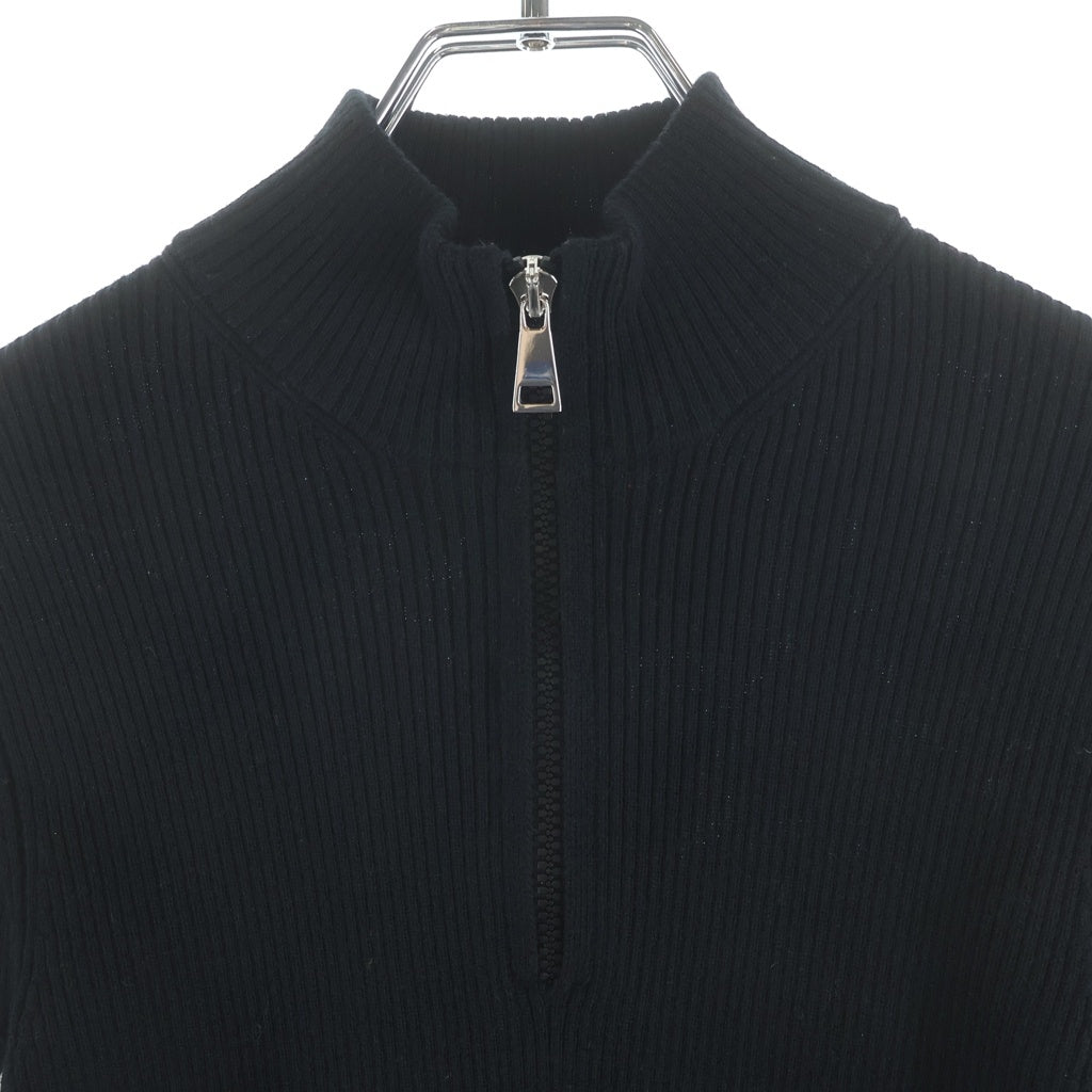 MONCLER(モンクレール) サイドロゴ ハーフジップニット リブ編み セーター ウール ブラック I20939F00001 レディース