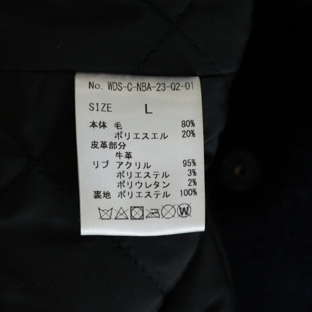 WIND AND SEA(ウィンダンシー) WIND AND SEA×NBA Leather Melton Jacket ウィンダーシー×エヌビーエー レザー×ウール メルトン ジャケット レザージャケット ネイビー×ベージュ WDS-C-NBA-23-Q2-01