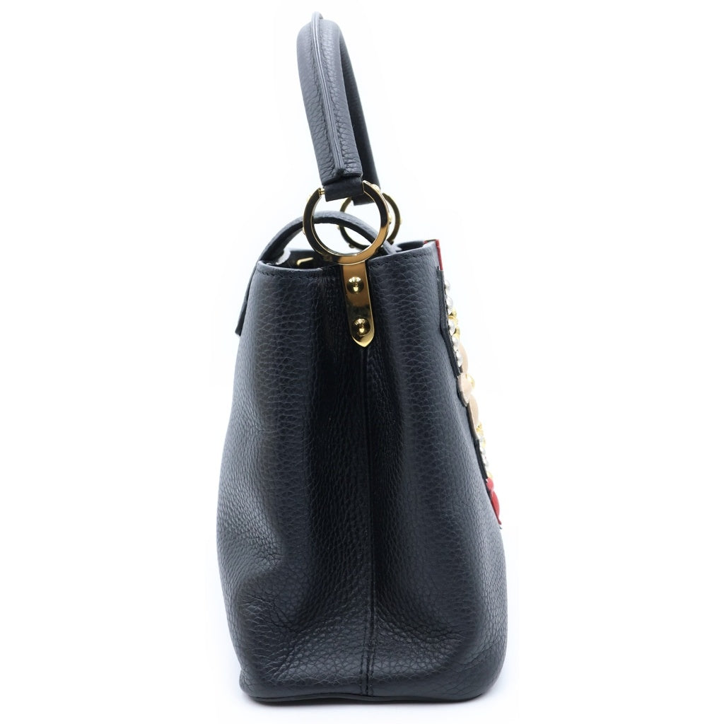 LOUIS VUITTON(ルイヴィトン) トリヨン カプシーヌPM フラワー 2WAYハンドバッグ ショルダーバッグ ブラック ノワール レザー M51384 ゴールド金具 レディース