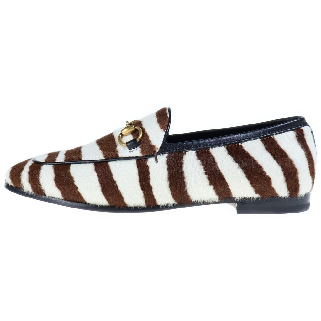 GUCCI(グッチ) Jordaan unborn calf horse bit loafer shoes ヨルダーンアンボーンカーフホースビットローファーシューズ ブラウン×ホワイト レディース