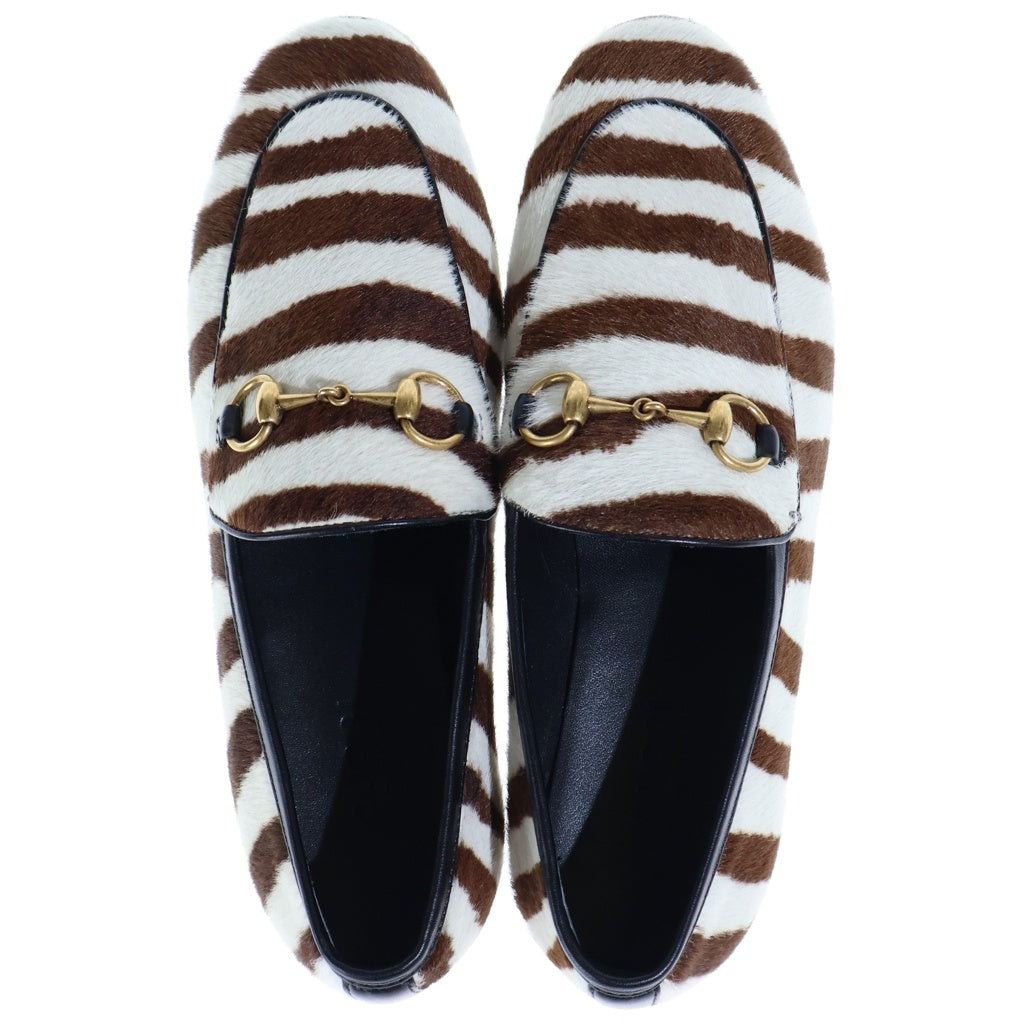 GUCCI(グッチ) Jordaan unborn calf horse bit loafer shoes ヨルダーンアンボーンカーフホースビットローファーシューズ ブラウン×ホワイト レディース