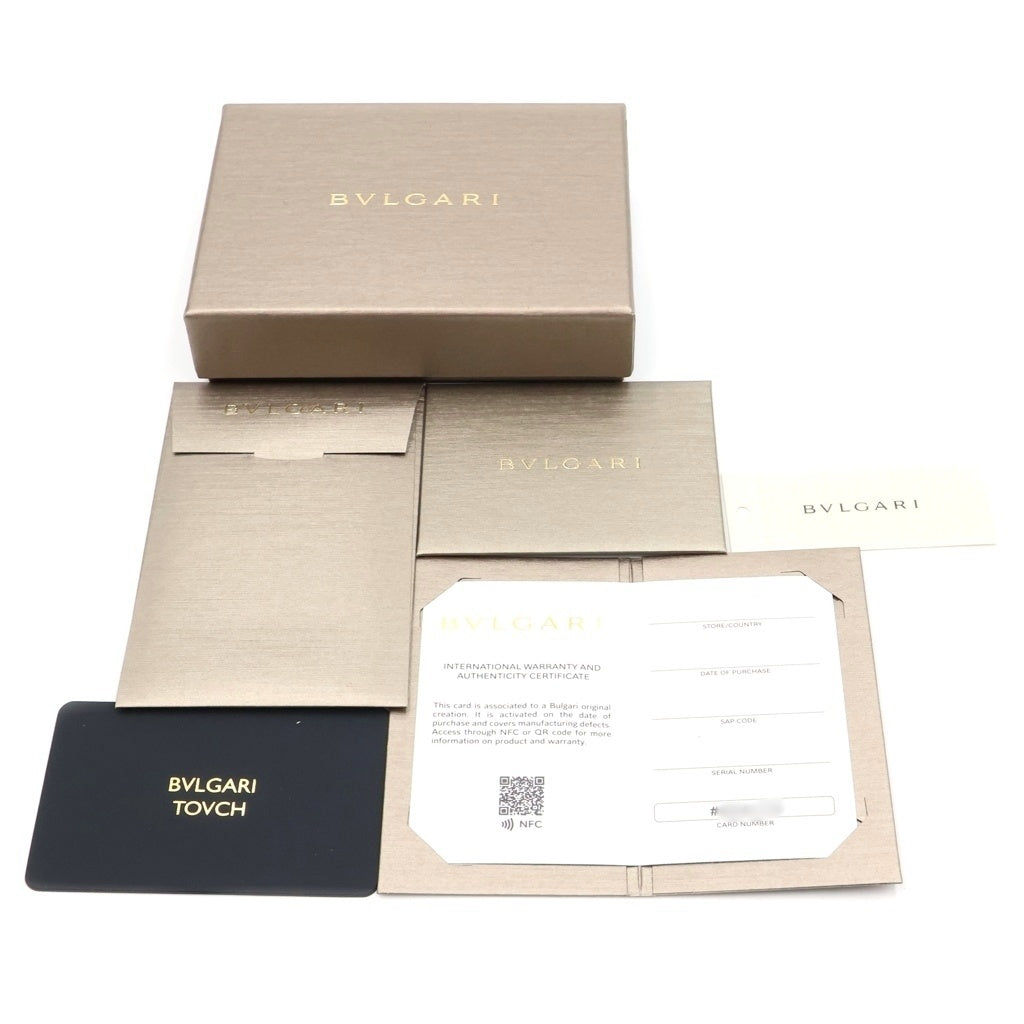 BVLGARI(ブルガリ) ブルガリブルガリ ロゴクリップカードケース 名刺入れ ミニ財布 コインケース ブラック レザー シルバー金具 レディース