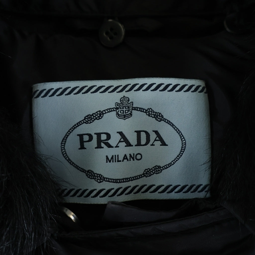 PRADA(プラダ) ファー付きライダースショートダウンジャケット ブラック リナイロン 29Y510 R202 Q04 レディース