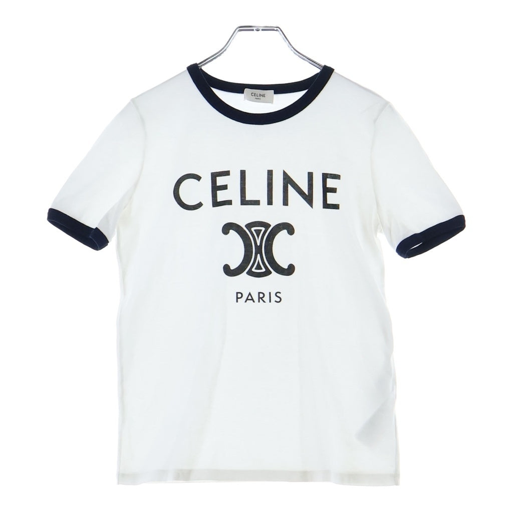 CELINE(セリーヌ) トリオンフ リンガー半袖ロゴTシャツ カットソー ホワイト #XS レディース