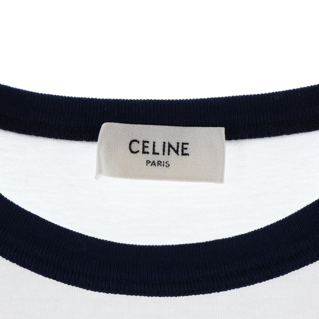 CELINE(セリーヌ) トリオンフ リンガー半袖ロゴTシャツ カットソー ホワイト #XS レディース
