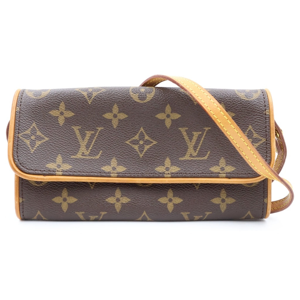 LOUIS VUITTON(ルイヴィトン) モノグラム ポシェットツインPM ショルダーバッグ ミニバッグ ショルダーポシェット PVC×レザー M51854 ゴールド金具 レディース