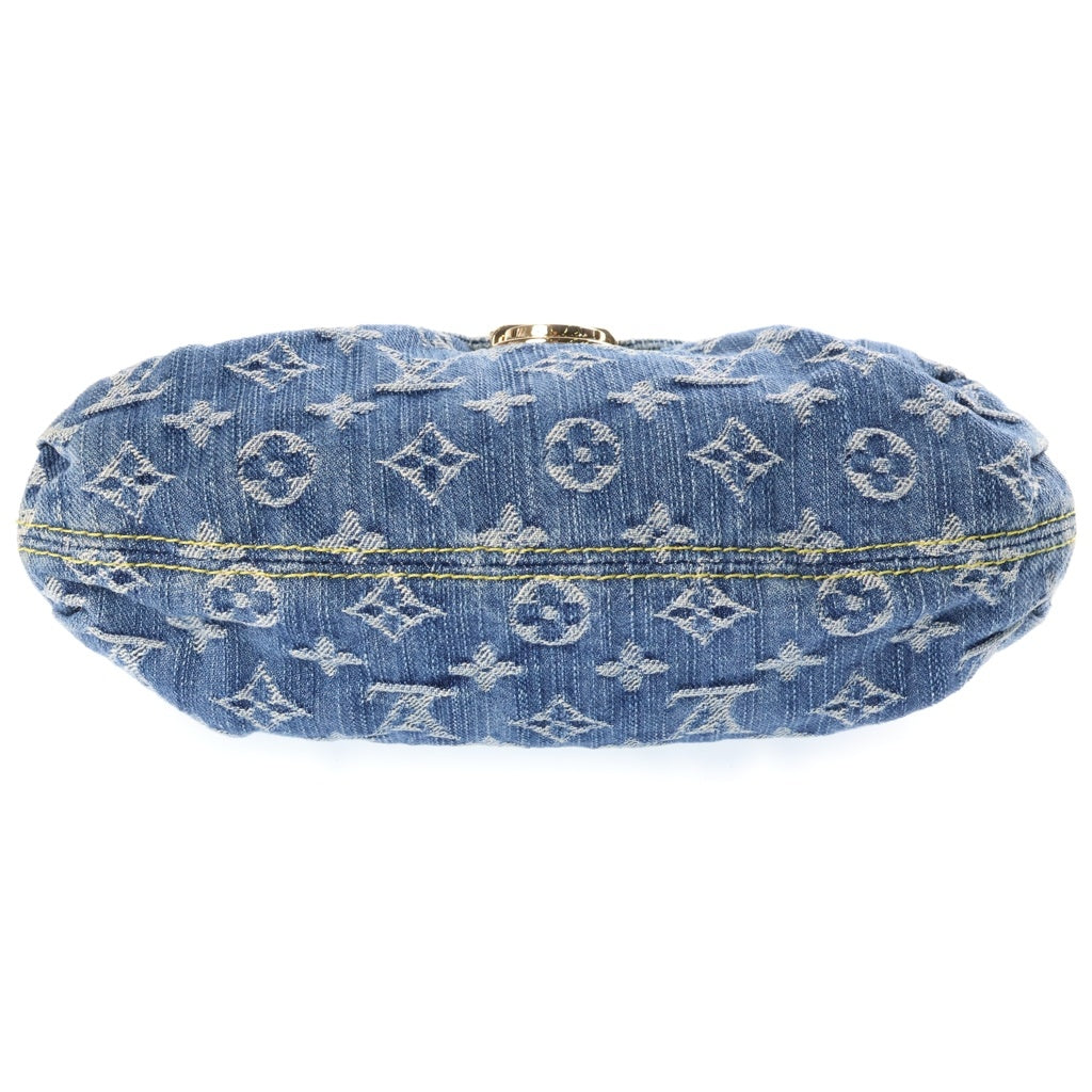 LOUIS VUITTON(ルイヴィトン) モノグラムデニム ミニプリーティ ハンドバッグ ワンショルダーバッグ インディゴブルー デニム×レザー M95050 ゴールド金具 レディース