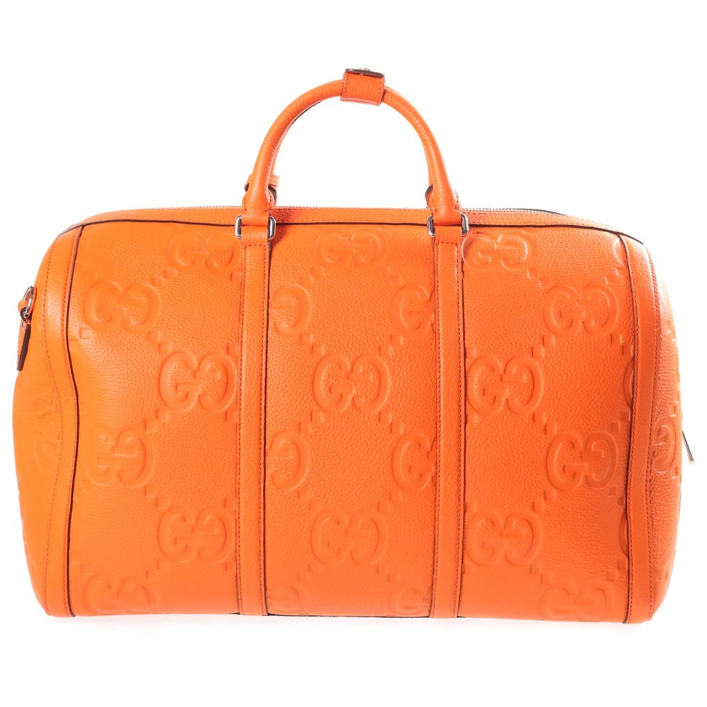 GUCCI(グッチ) ジャンボGG 2WAYショルダーバッグ ボストンバッグ トラベルバッグ ハンドバッグ オレンジ レザー 725282 シルバー金具 レディース