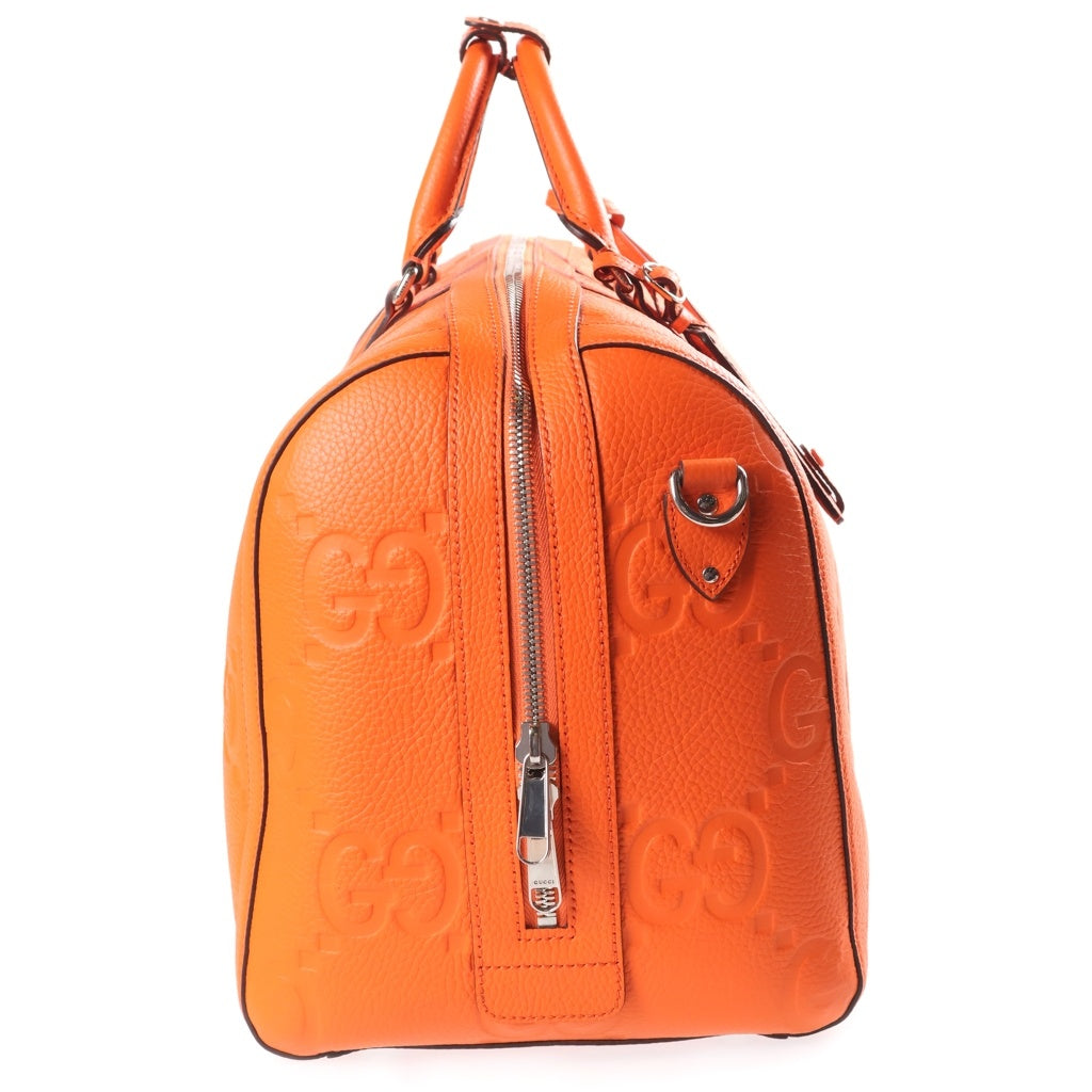 GUCCI(グッチ) ジャンボGG 2WAYショルダーバッグ ボストンバッグ トラベルバッグ ハンドバッグ オレンジ レザー 725282 シルバー金具 レディース