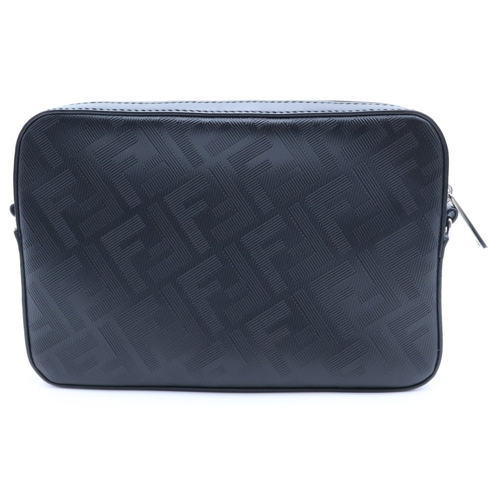 FENDI(フェンディ) ズッカ ダイアゴナル カメラケース ショルダーバッグ ミニバッグ ブラック レザー 7M0286 シルバー金具 レディース