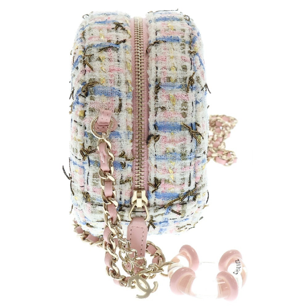 CHANEL(シャネル) マトラッセ ツイード ラウンド チェーンショルダーバッグ マルチカラー ゴールド金具 ココマーク