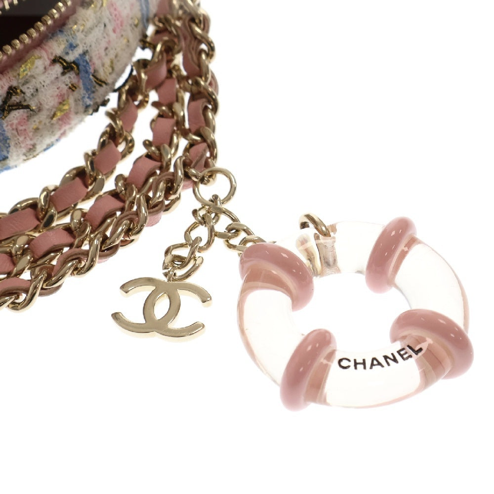 CHANEL(シャネル) マトラッセ ツイード ラウンド チェーンショルダーバッグ マルチカラー ゴールド金具 ココマーク