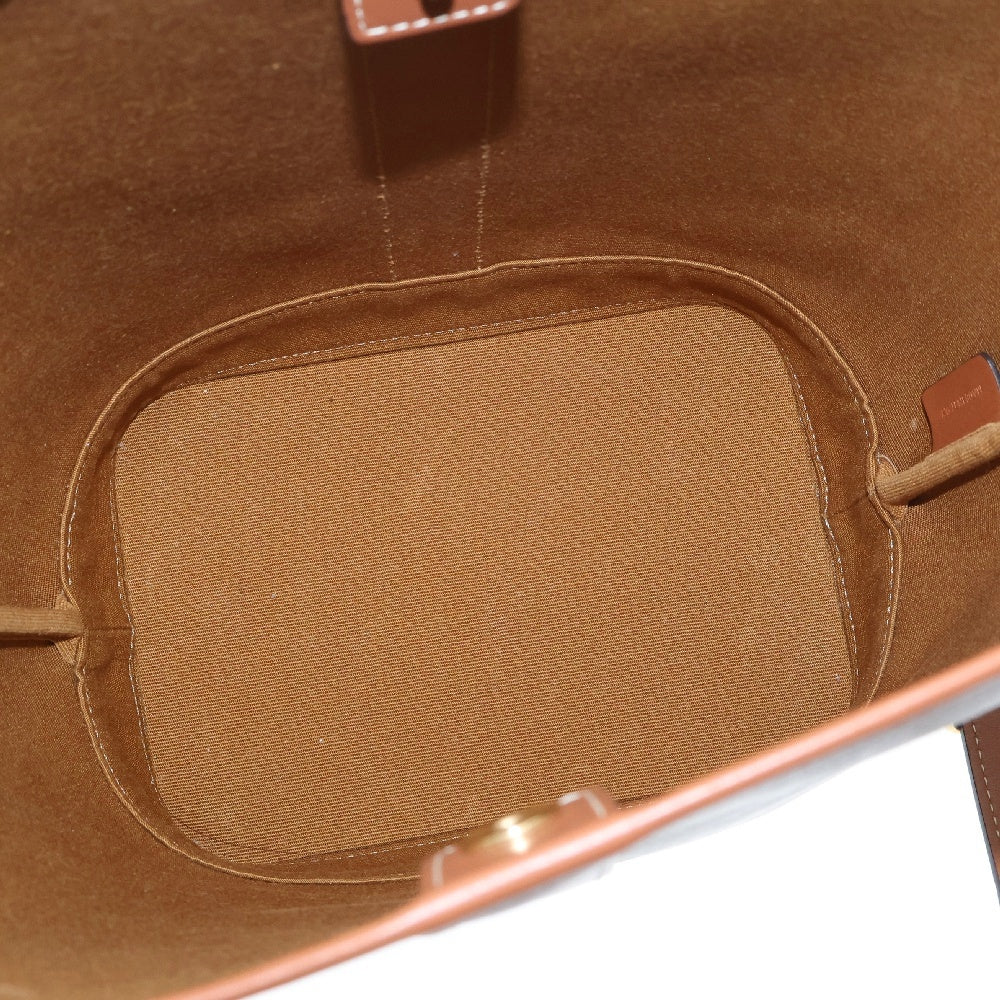 CELINE(セリーヌ) スモール バケット ショルダーバッグ トリオンフ キャンバス ホワイト×ブラウン PVC×レザー