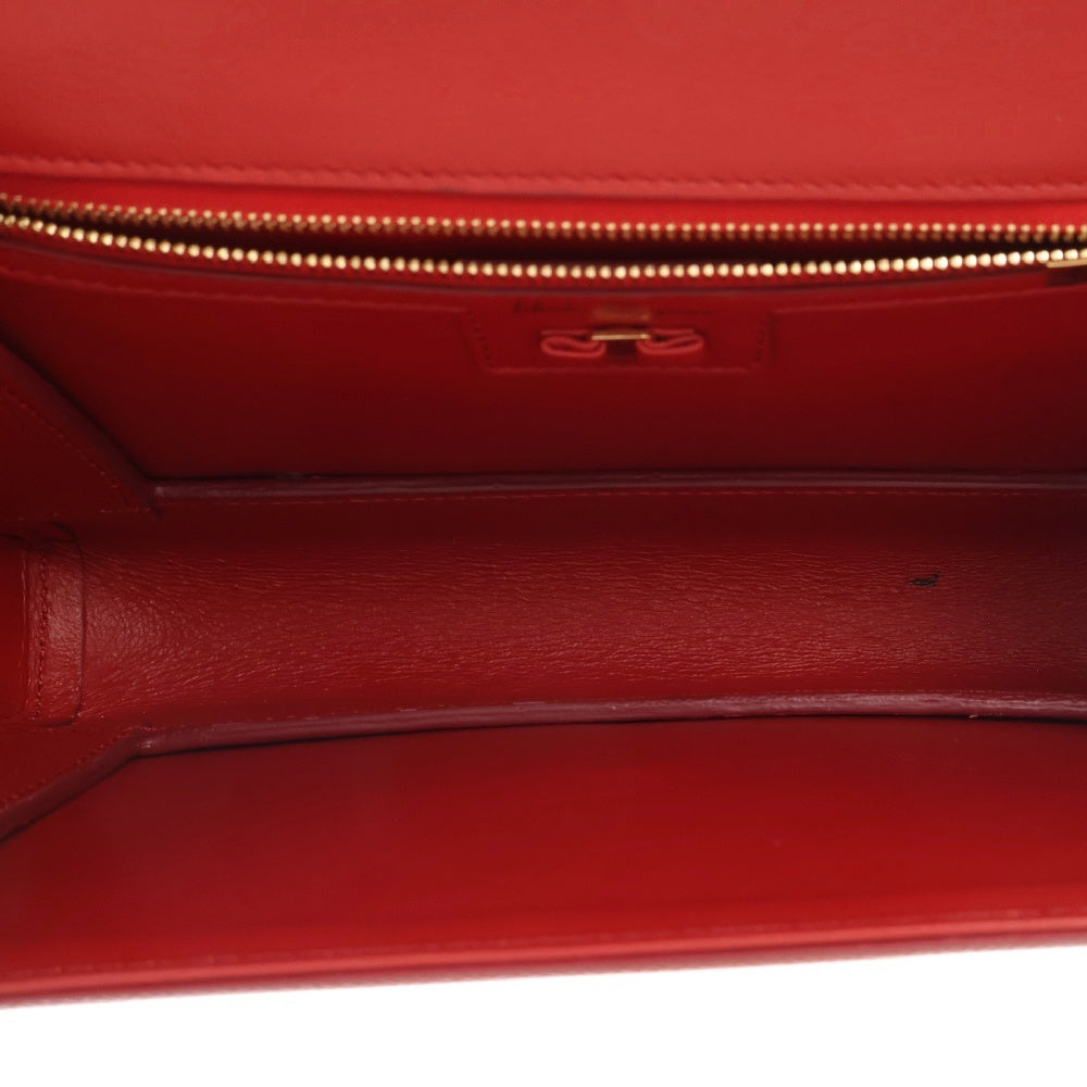 Salvatore Ferragamo(サルヴァトーレ フェラガモ) ヴァラ チェーンショルダーバッグ レッド レザー ゴールド金具 斜め掛けバッグ