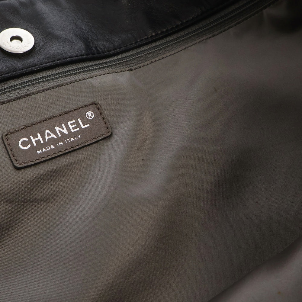 CHANEL(シャネル) ココマーク パッチワーク チェーントートバッグ パテント×レザー シルバー金具 ブラック