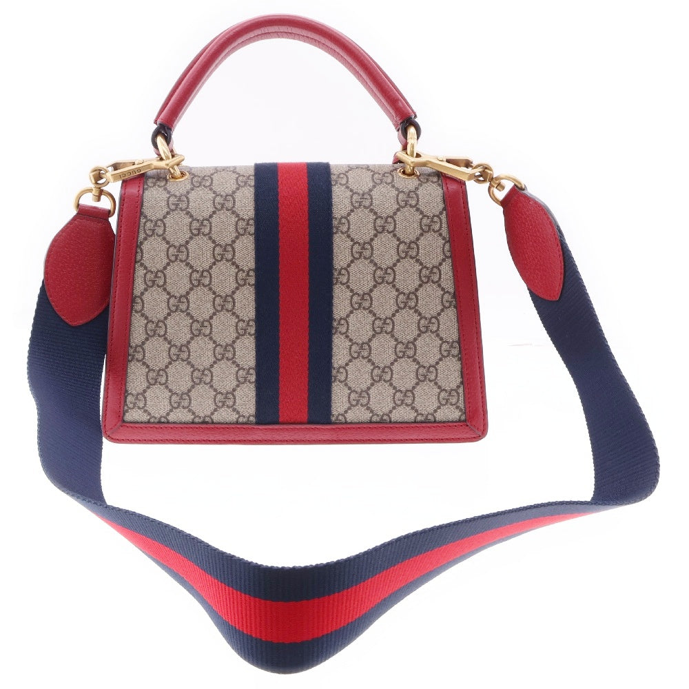 GUCCI(グッチ) GGスプリーム クイーンマーガレット 2WAYバッグ レザー PVC ベージュ×レッド ショルダーバッグ ハンドバッグ 斜め掛けバッグ 476541