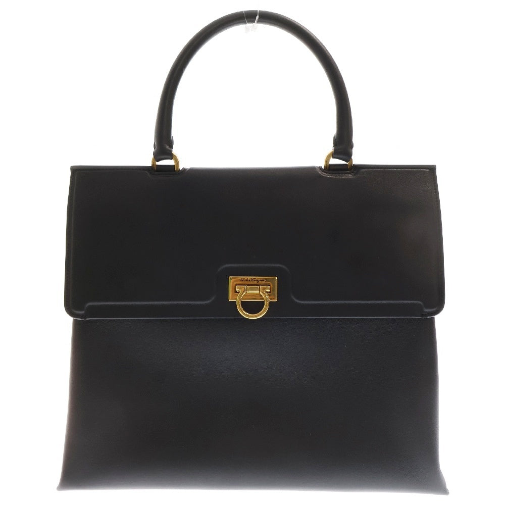 FERRAGAMO(フェラガモ) ガンチーニ ハンドバッグ ブラック レザー ゴールド金具