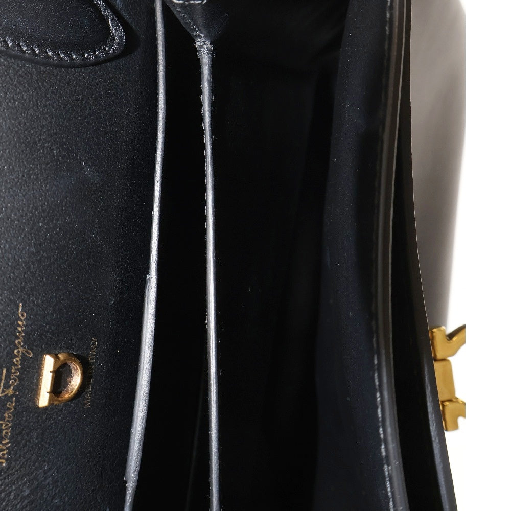 FERRAGAMO(フェラガモ) ガンチーニ ハンドバッグ ブラック レザー ゴールド金具