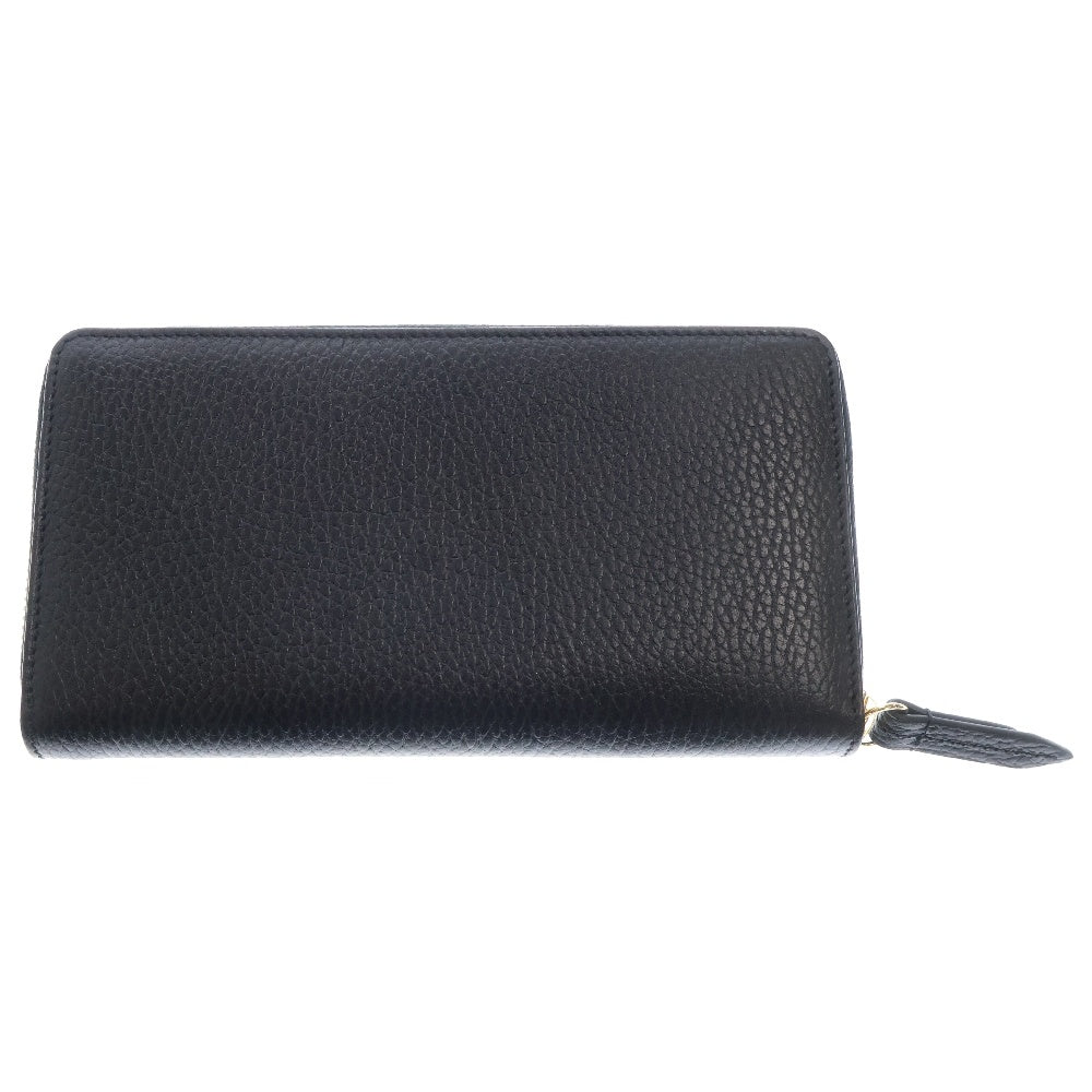 GUCCI(グッチ) GGマーモント ラウンドファスナー長財布 ブラック ロングウォレット ゴールド金具 456117レザー