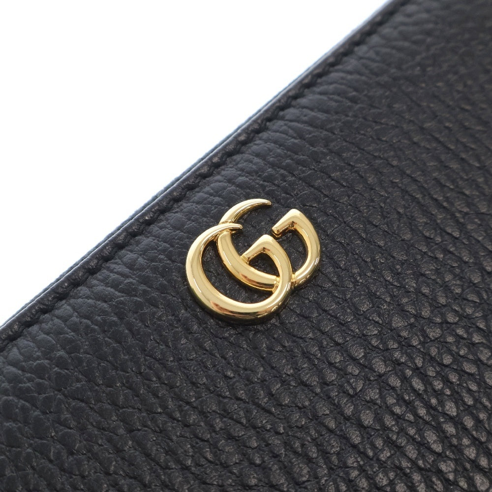 GUCCI(グッチ) GGマーモント ラウンドファスナー長財布 ブラック ロングウォレット ゴールド金具 456117レザー