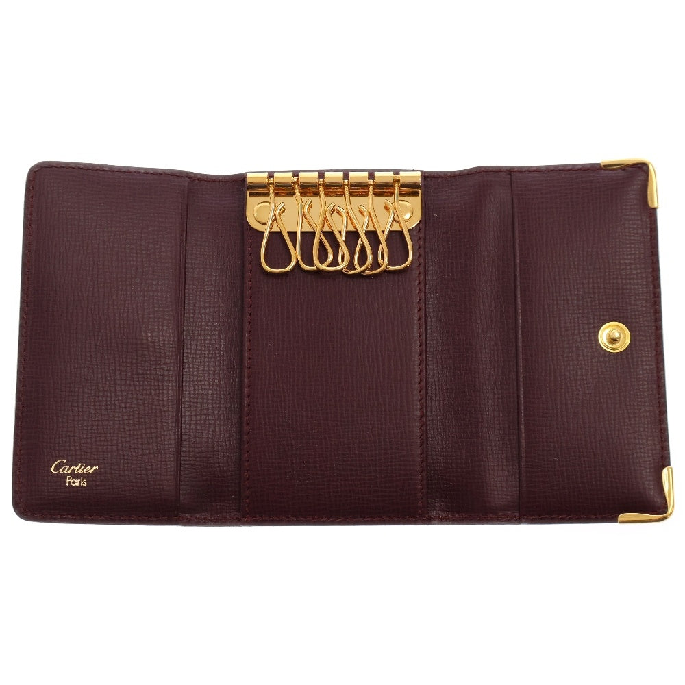 Cartier(カルティエ) マストライン キーケース ボルドー レザー ゴールド金具 キーリング