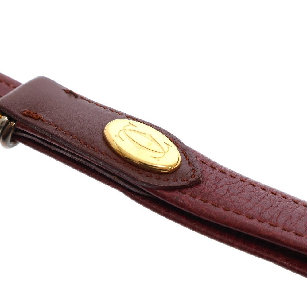 Cartier(カルティエ) マストライン ショルダーバッグ フリンジ ボルドー レッド レザー 斜め掛けバッグ 肩掛けバッグ ゴールド金具