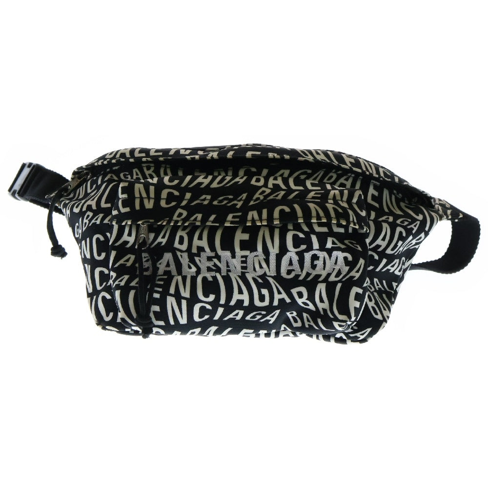 BALENCIAGA(バレンシアガ) WHEEL BELT PACK ロゴ刺繍 ホイールベルト ボディバッグ ブラック×ホワイト 533009