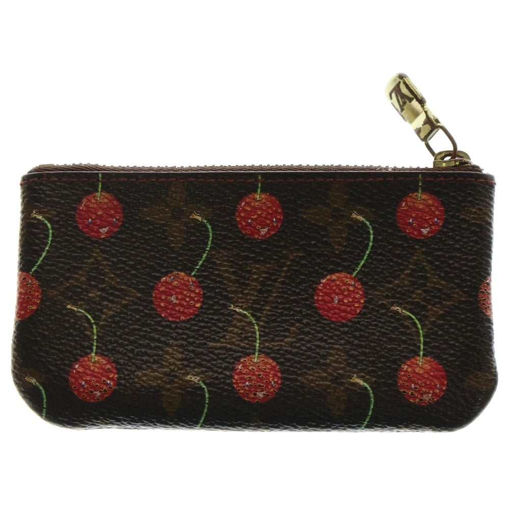 LOUIS VUITTON(ルイヴィトン) モノグラムチェリー ポシェットクレ コインケース ポーチ 小物入れ ブラウン レザー×PVC ゴールド金具 M95042