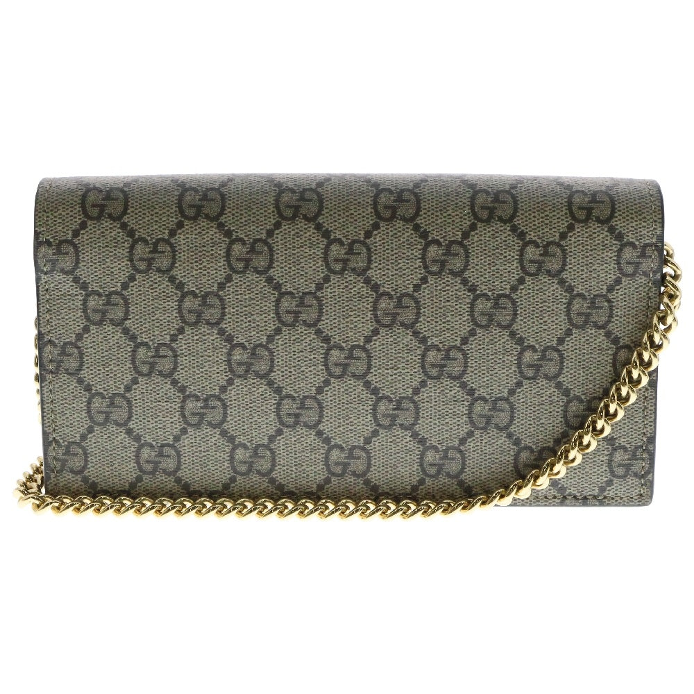 GUCCI(グッチ) GGスプリーム レインボー&ハートスター ばなにゃ チェーンウォレット 長財布 ショルダーバッグ ベージュ PVCレザー 701061