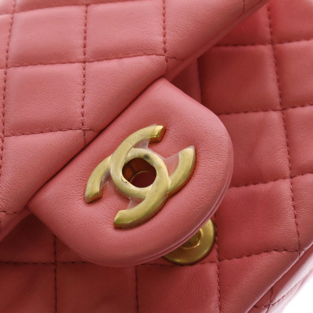CHANEL(シャネル) ミニマトラッセ17 ピンク ラムスキン ココボール ゴールド金具 ランダムプレート ショルダーバッグ