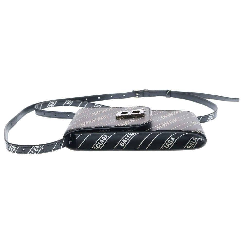 BALENCIAGA(バレンシアガ) B MICRO BAG マイクロ レザー ショルダーバッグ ブラック×ホワイト 600201