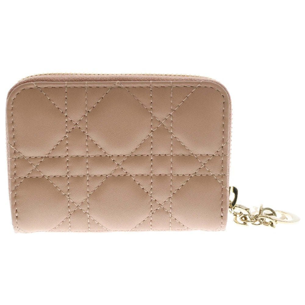 Christian Dior(クリスチャンディオール) Lady Dior Voyageur レディディオール ヴォヤジュール ラムスキン スモールジップ コインケース ピンク レディース