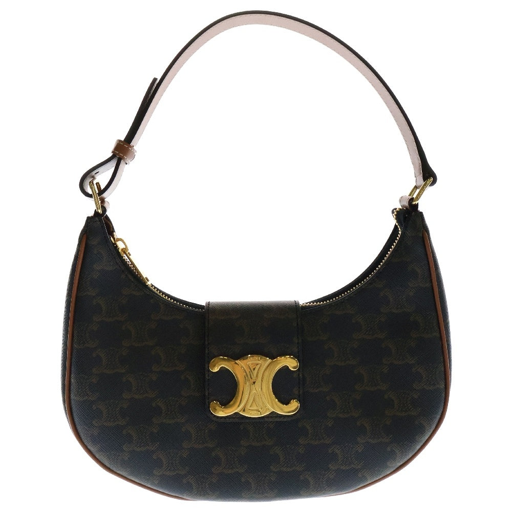 CELINE(セリーヌ) トリオンフ アヴァ ミディアム ワンショルダーバッグ ハンドバッグ ブラウン PVC×レザー ゴールド金具