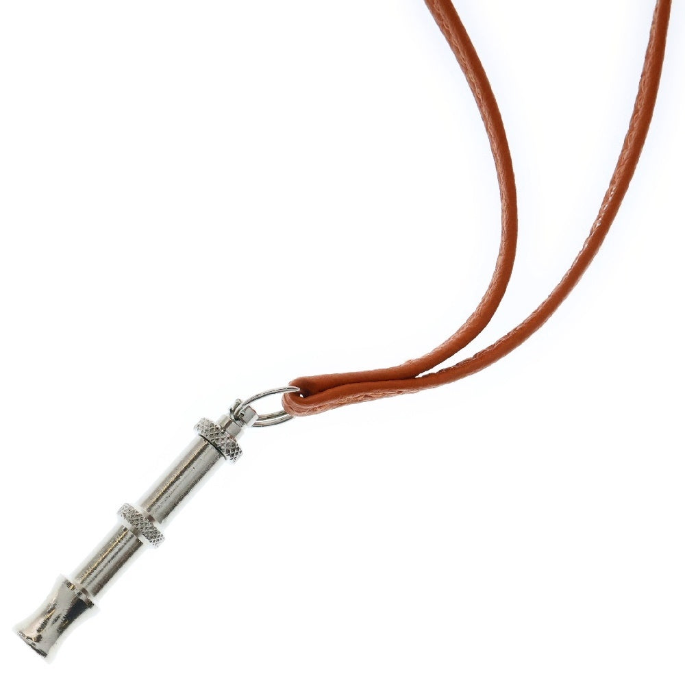 HERMES(エルメス) シフレホイッスル ネックレス ペンダント レザー オレンジ×シルバー