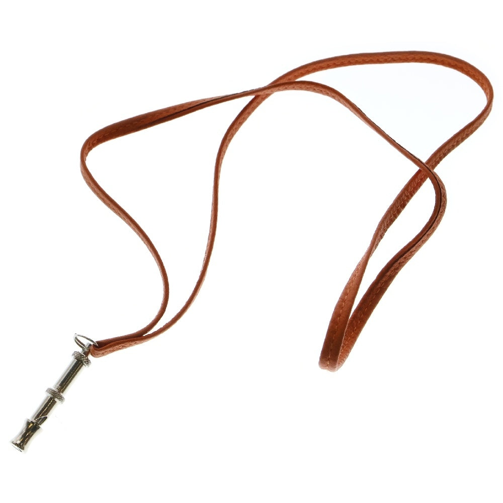 HERMES(エルメス) シフレホイッスル ネックレス ペンダント レザー オレンジ×シルバー