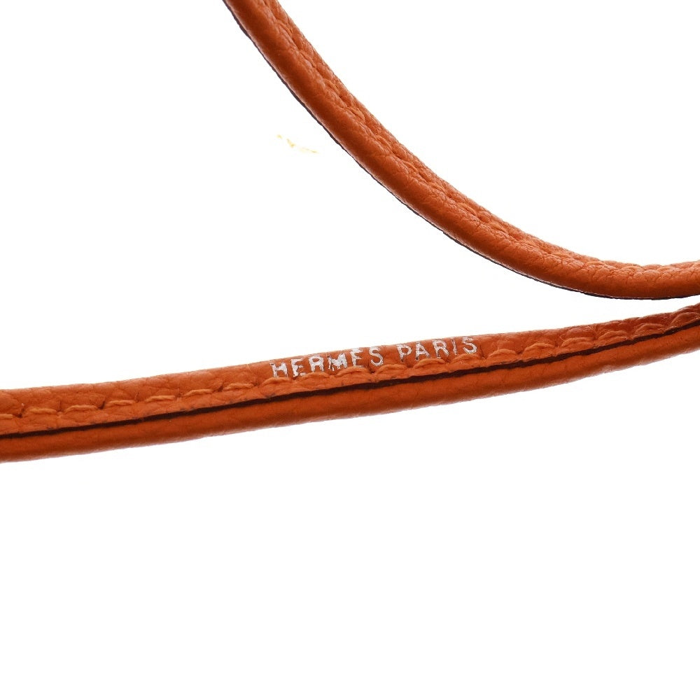 HERMES(エルメス) シフレホイッスル ネックレス ペンダント レザー オレンジ×シルバー