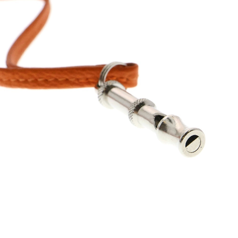 HERMES(エルメス) シフレホイッスル ネックレス ペンダント レザー オレンジ×シルバー