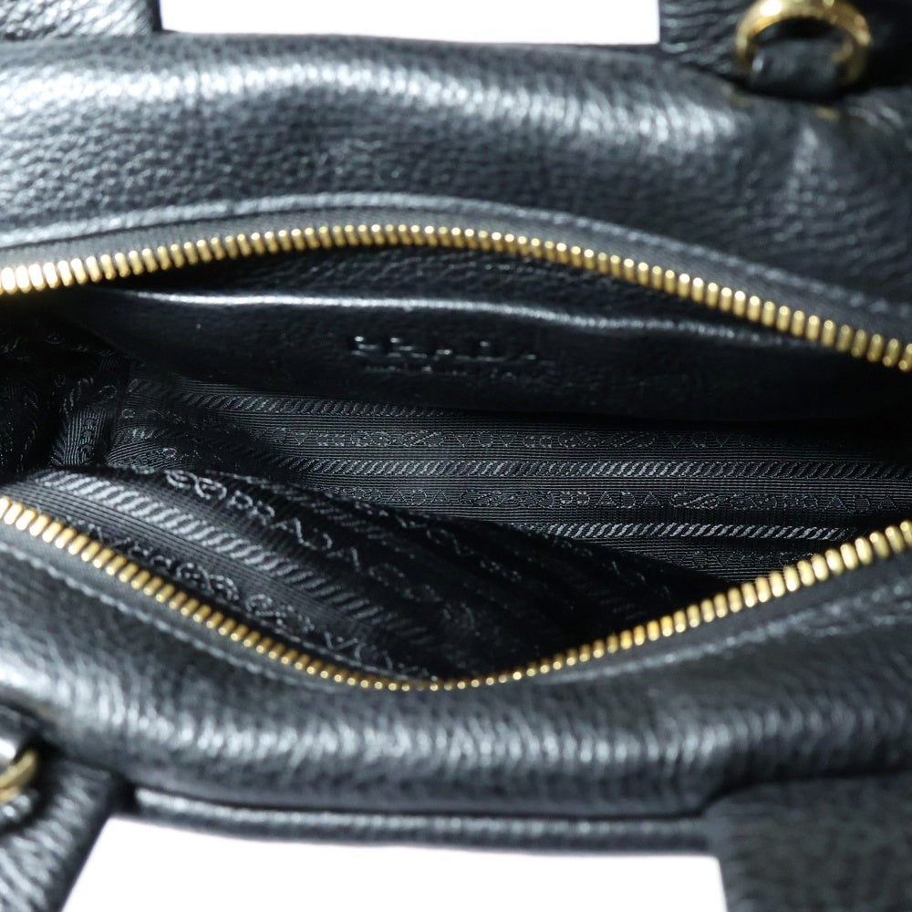 PRADA(プラダ) ヴィッテロダイノソフト ミニボストン ブラック レザー 2WAY ハンドバッグ ショルダーバッグ 1BB077