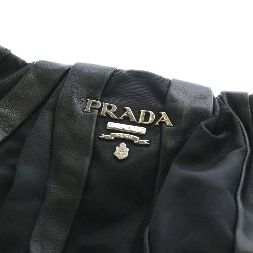 PRADA(プラダ) クリムソン ハンドバッグ トートバッグ ブラック シルバー金具 レザー×ナイロン BR3994
