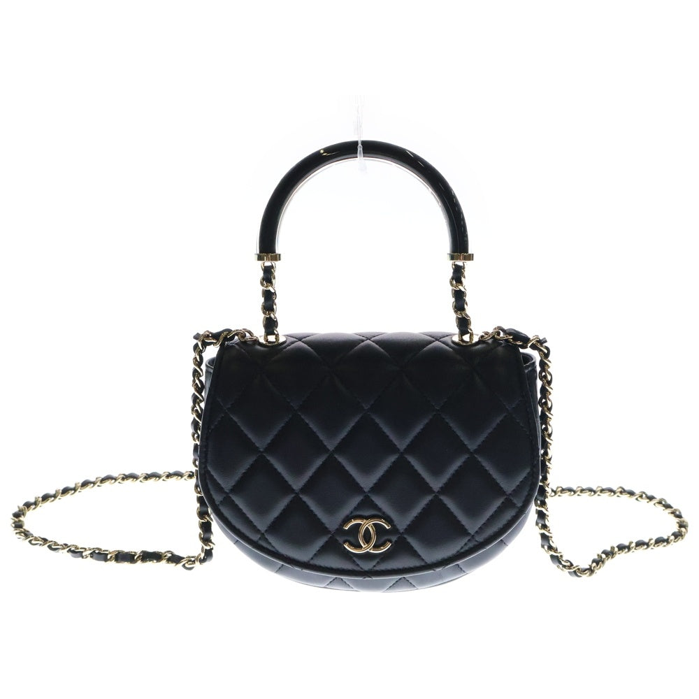 CHANEL(シャネル) マトラッセ ラムスキンレザー チェーンクラッチハンドバッグ ショルダーバッグ ブラック SV金具 ハンドル AP4410
