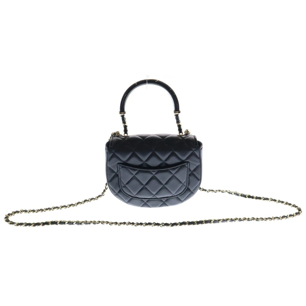 CHANEL(シャネル) マトラッセ ラムスキンレザー チェーンクラッチハンドバッグ ショルダーバッグ ブラック SV金具 ハンドル AP4410