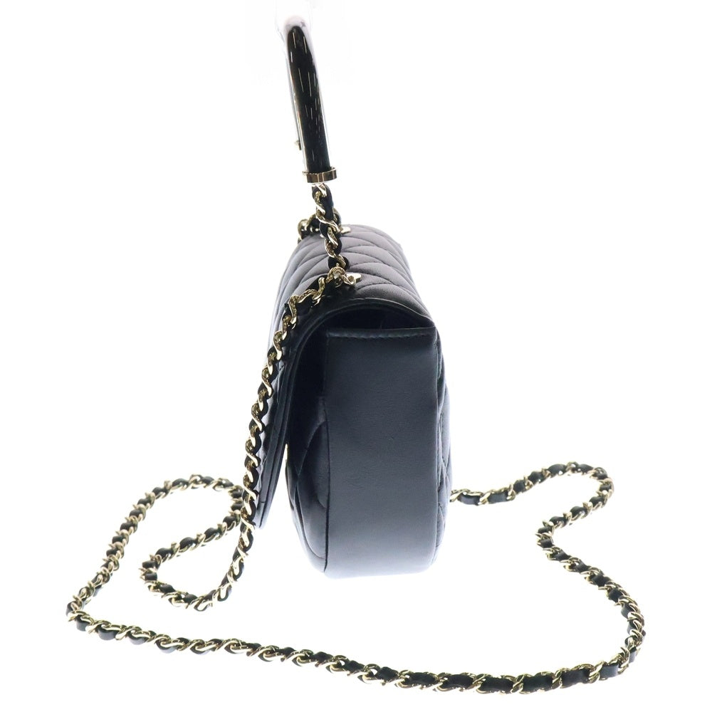 CHANEL(シャネル) マトラッセ ラムスキンレザー チェーンクラッチハンドバッグ ショルダーバッグ ブラック SV金具 ハンドル AP4410