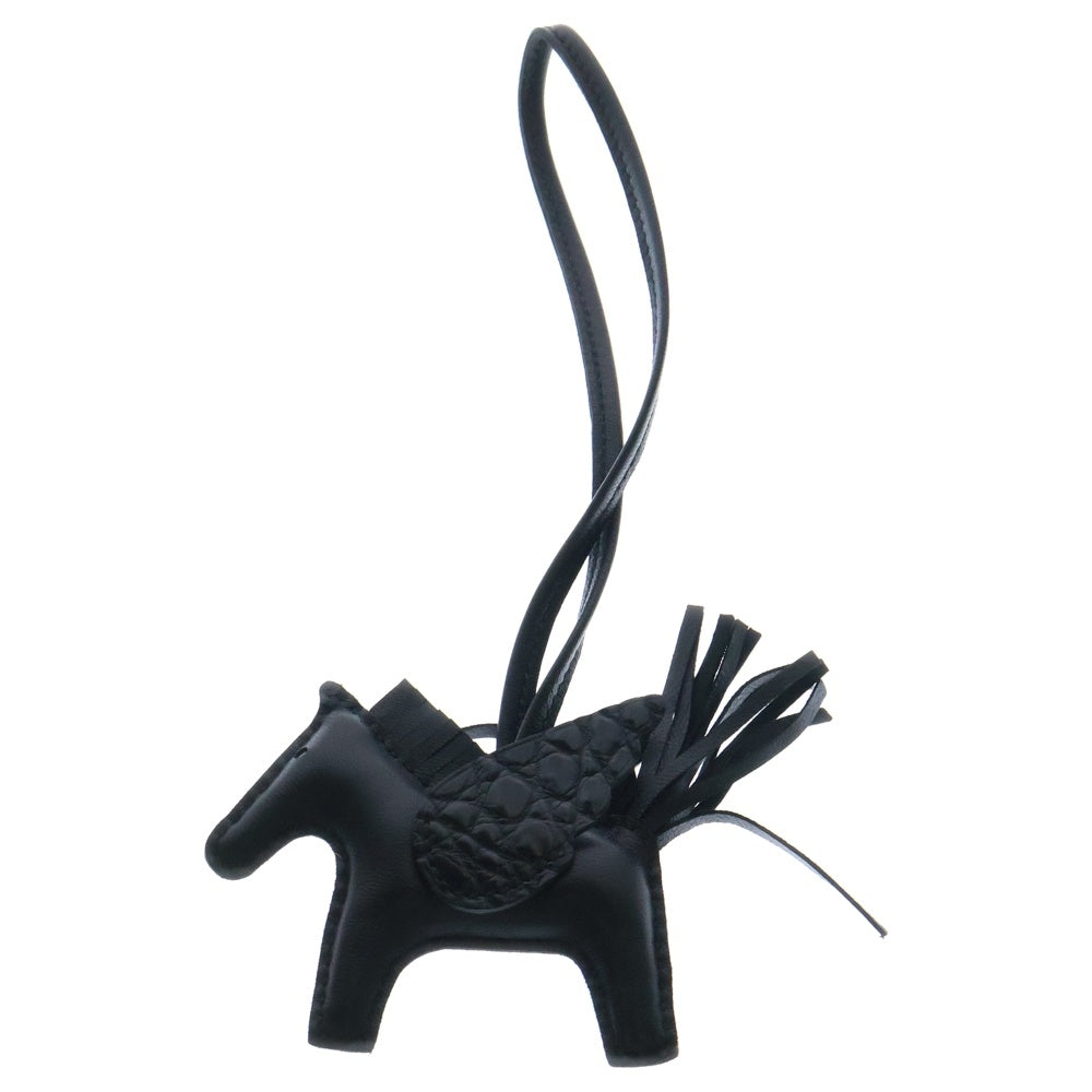 HERMES(エルメス) ロデオPM ペガサスチャーム バッグチャーム ブラック アリゲーター×アニオン W刻印