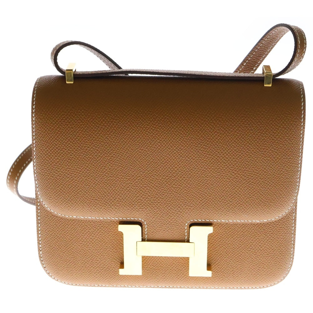HERMES(エルメス) コンスタンスミニ ゴールド エプソン ショルダーバッグ B刻印 ブラウン ゴールド金具