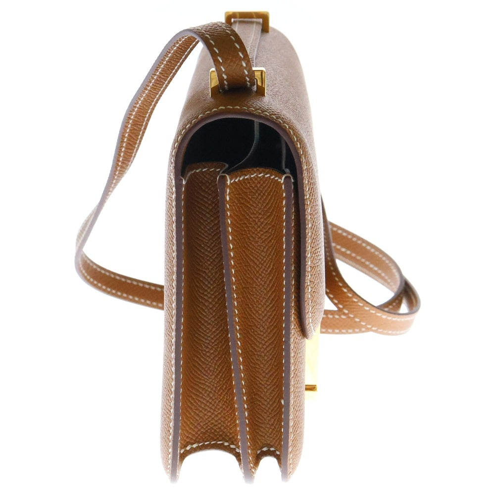HERMES(エルメス) コンスタンスミニ ゴールド エプソン ショルダーバッグ B刻印 ブラウン ゴールド金具