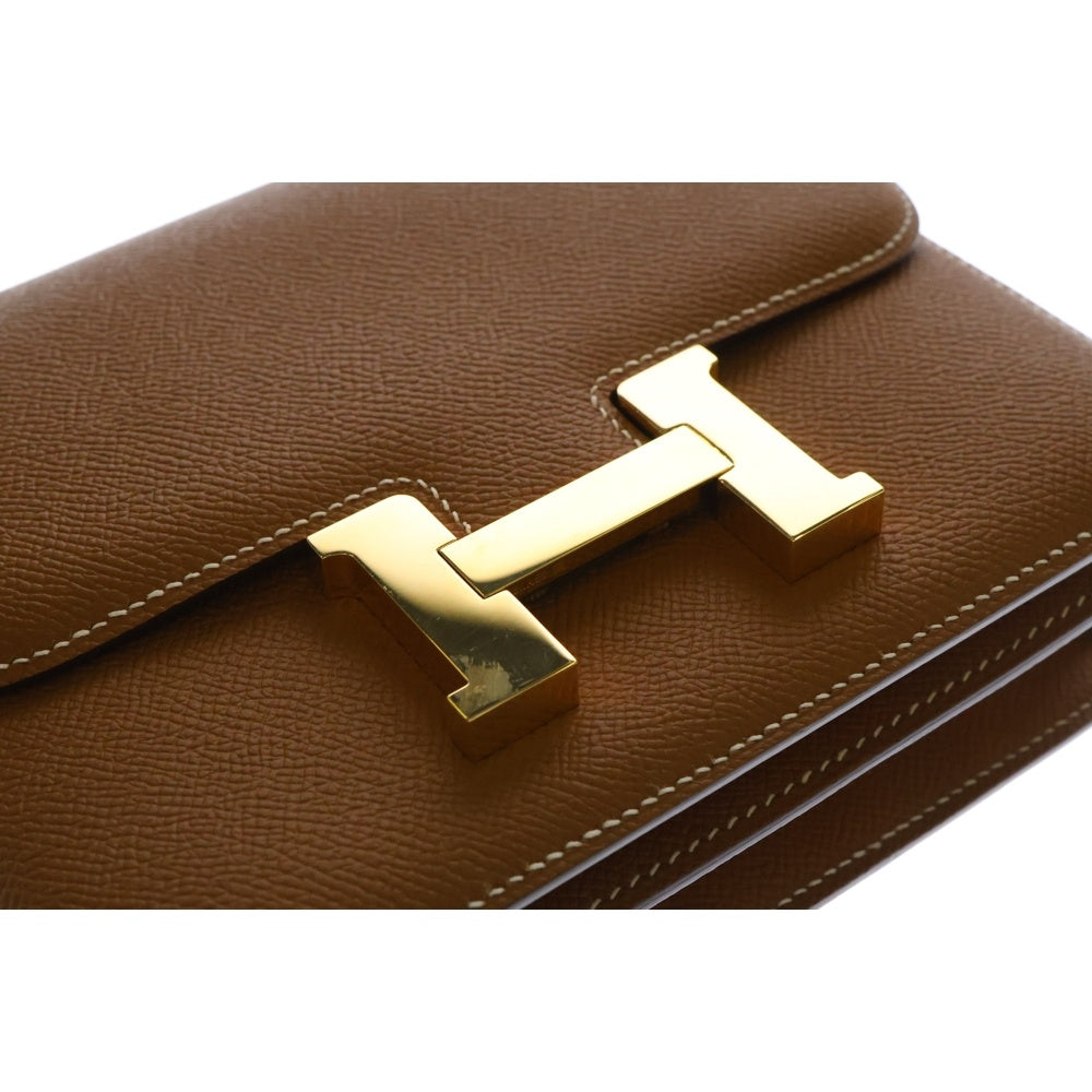 HERMES(エルメス) コンスタンスミニ ゴールド エプソン ショルダーバッグ B刻印 ブラウン ゴールド金具