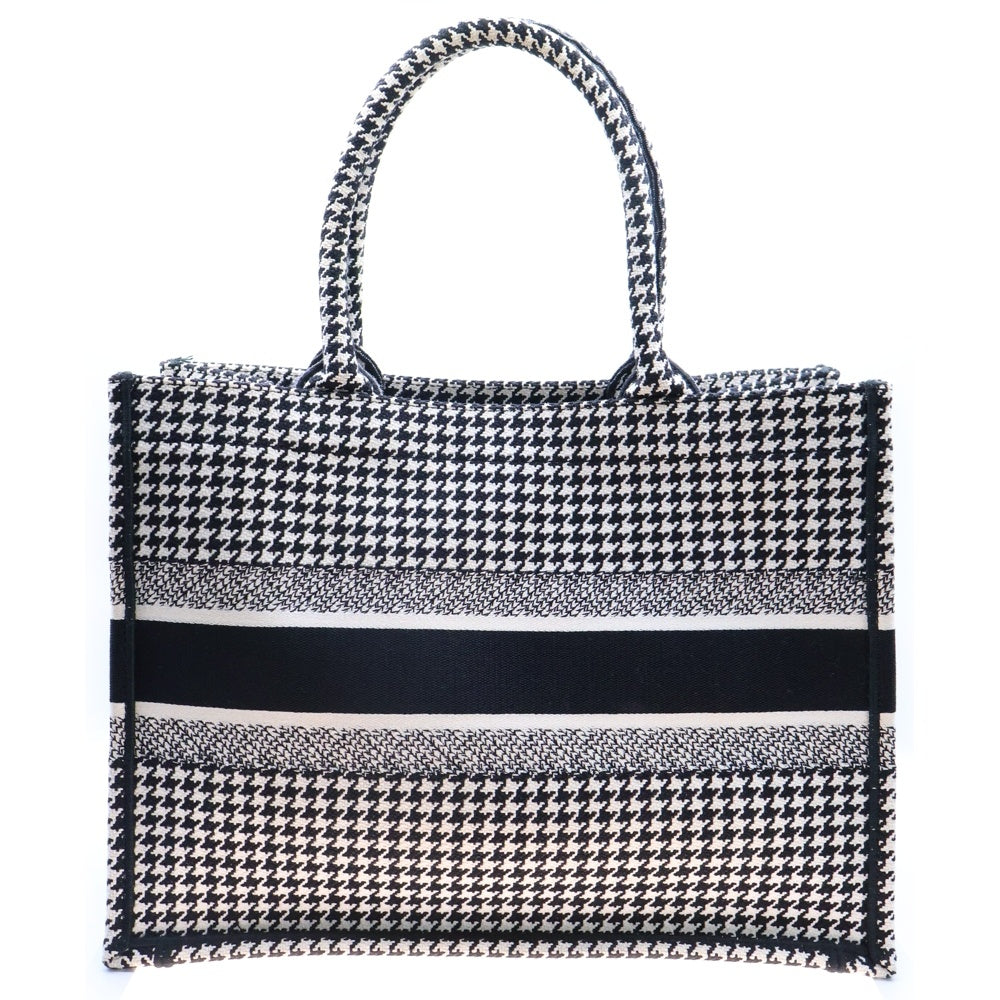 Christian Dior(クリスチャンディオール) BOOK TOTE ブックトート 千鳥格子 キャンパス トートバッグ ミディアム ブラック×ホワイト レディース