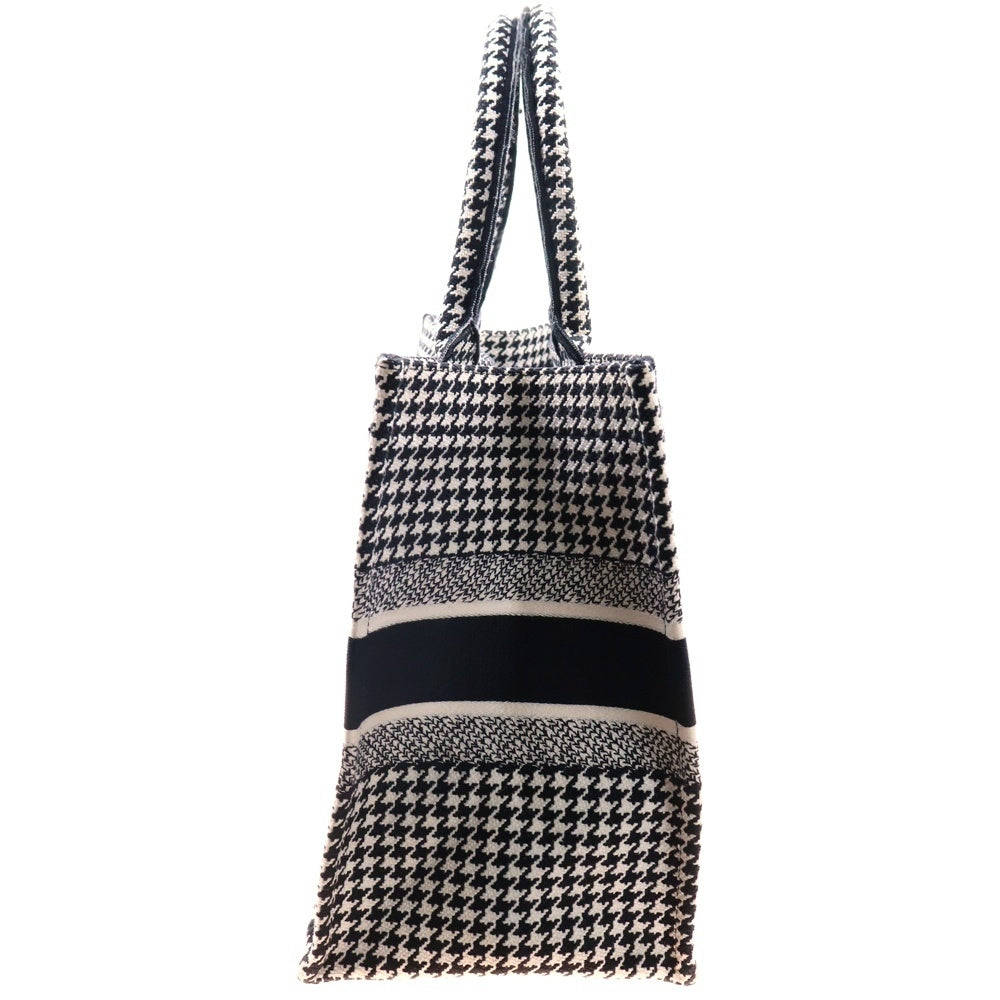 Christian Dior(クリスチャンディオール) BOOK TOTE ブックトート 千鳥格子 キャンパス トートバッグ ミディアム ブラック×ホワイト レディース
